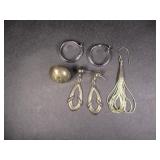 Two Pairs & Two Single Sterling Silver Earrings
