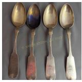 Four Vintage STAUFFER Coin SILVER Serving Spoons