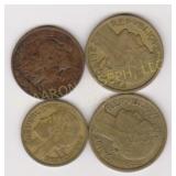 (4 ) Assorted French Coins