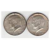 Two 40% Silver 1968 Kennedy Half Dollar Coins