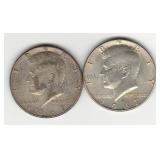 Two 40% Silver 1967 Kennedy Half Dollar Coins