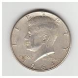 1964D US Silver Kennedy Half Dollar Coin