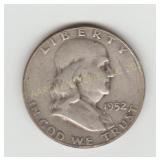 1952D US Silver Franklin Half Dollar