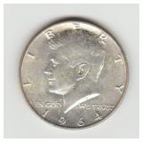 1964D US Silver Kennedy Half Dollar Coin