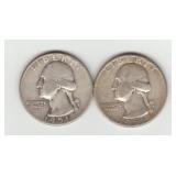 US 1951 & 1951D Silver Washington Quarters