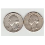 US 1954 &1954D Silver  Washington Quarters