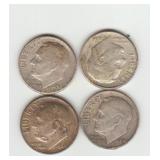 Four Silver Roosevelt Dimes