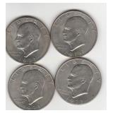 Four 197140% Silver  Eisenhower Dollar Coins