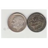 Silver 1949 and 1954 Roosevelt Dimes