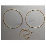 14K Yellow Gold Hoop Earrings and Chain.