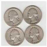 Three US 1946 Silver Washington Quarters