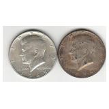 Two 40% Silver 1965 Kennedy Half Dollar Coins