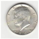 Silver 1964D Kennedy Half Dollar Coin