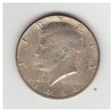 1964D US Silver Kennedy Half Dollar Coin