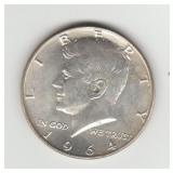 1964D US Silver Kennedy Half Dollar Coin