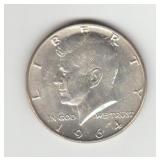 1964D US Silver Kennedy Half Dollar Coin
