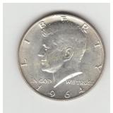 1964D US Silver Kennedy Half Dollar Coin
