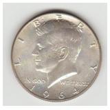 1964D US Silver Kennedy Half Dollar Coin