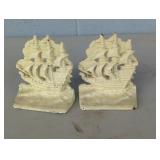Vintage Cast Metal Ship Bookends