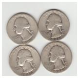 Three US 1946 Silver Washington Quarters