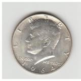 1964D US Silver Kennedy Half Dollar Coin