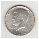 1964D US Silver Kennedy Half Dollar Coin