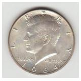 1964D US Silver Kennedy Half Dollar Coin