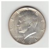 1964D US Silver Kennedy Half Dollar Coin