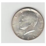 1964D US Silver Kennedy Half Dollar Coin