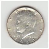 1964D US Silver Kennedy Half Dollar Coin