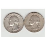 US 1954 &1954D Silver  Washington Quarters