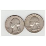 US 1953S & 1953D Silver Washington Quarters