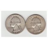 US 1951 & 1951D Silver Washington Quarters