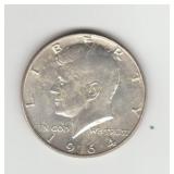 1964D US Silver Kennedy Half Dollar Coin