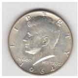 1964D US Silver Kennedy Half Dollar Coin