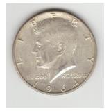 1964D US Silver Kennedy Half Dollar Coin
