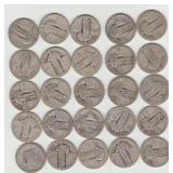 (25) US Undated Silver Standing Liberty Quarters
