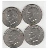 Four 197140% Silver  Eisenhower Dollar Coins