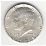 Silver 1964D Kennedy Half Dollar Coin