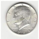 Silver 1964D Kennedy Half Dollar Coin