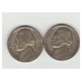 Two US 1942 Silver Jefferson Nickels