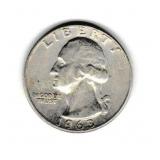 1963D US Silver Washington Quarter