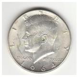 Silver 1964D Kennedy Half Dollar Coin