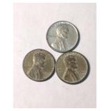 Three US 1943D Steel Lincoln Pennies