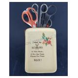 Vintage Ceramic Scissors Wall Pocket w/ Scissors