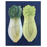 Two Vintage Ceramic Celery Trays