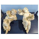 Two Vintage Plastic Wall Hanging Cherubs