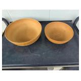 Two Vintage E LINGERS  Wood Bowls