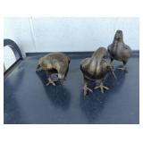 Three Vintage Cast Metal Birds