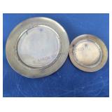 Two Vintage Brass & Glass Trays